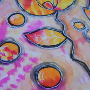Mixed Media Art Journal Yellow & Pink Mermaid Marker Page