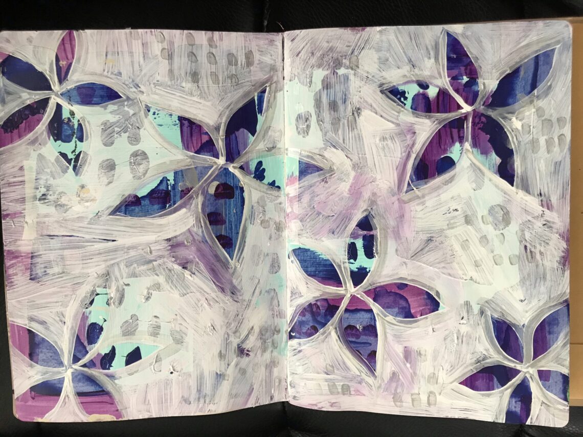 Purple Silver Flowers journal Page