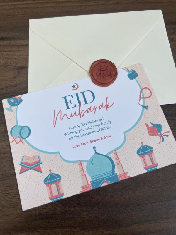 Eid Cards Flat Postcard Style